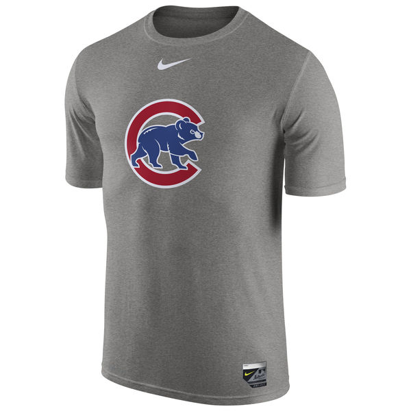 MLB Men Chicago Cubs Nike Authentic Collection Legend Logo 1.5 Performance TShirt Gray->->Sports Accessory